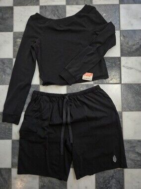 Free People Movement Black Cozy Lounge Set - Top & Drawstring Pants